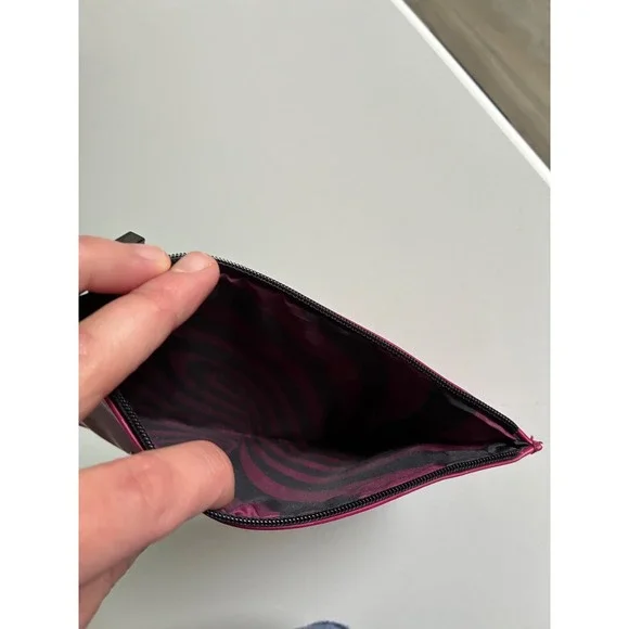 MAC Cosmetics Magenta Pink Swirl Print Makeup Pouch Cosmetic Bag Zippered - Picture 2 of 4